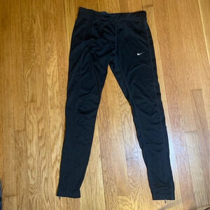 NIKE Womens Size Medium Black Dri Fit Leggings RN56323 Zip Pocket Ankle Zipper